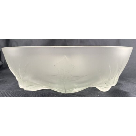 Verlys Bowl Thistle Pattern Frosted Pressed Art Glass 8.5" Signed 1930s - Picture 4 of 8